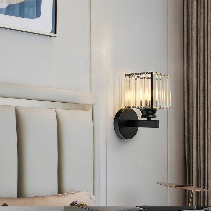 Crystal Wall Light | Modern Glass &amp; Iron Sconce