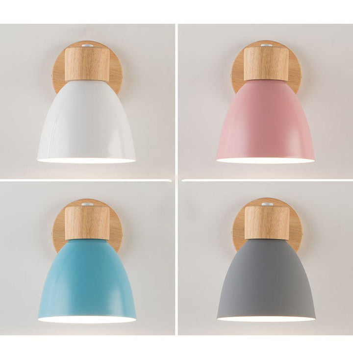 Modern Minimalist Wall Sconce | Wood &amp; Iron Macaron Lamp