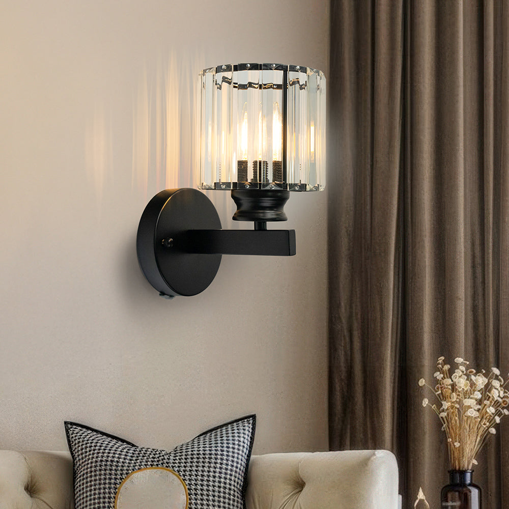 Crystal Wall Light | Modern Glass &amp; Iron Sconce