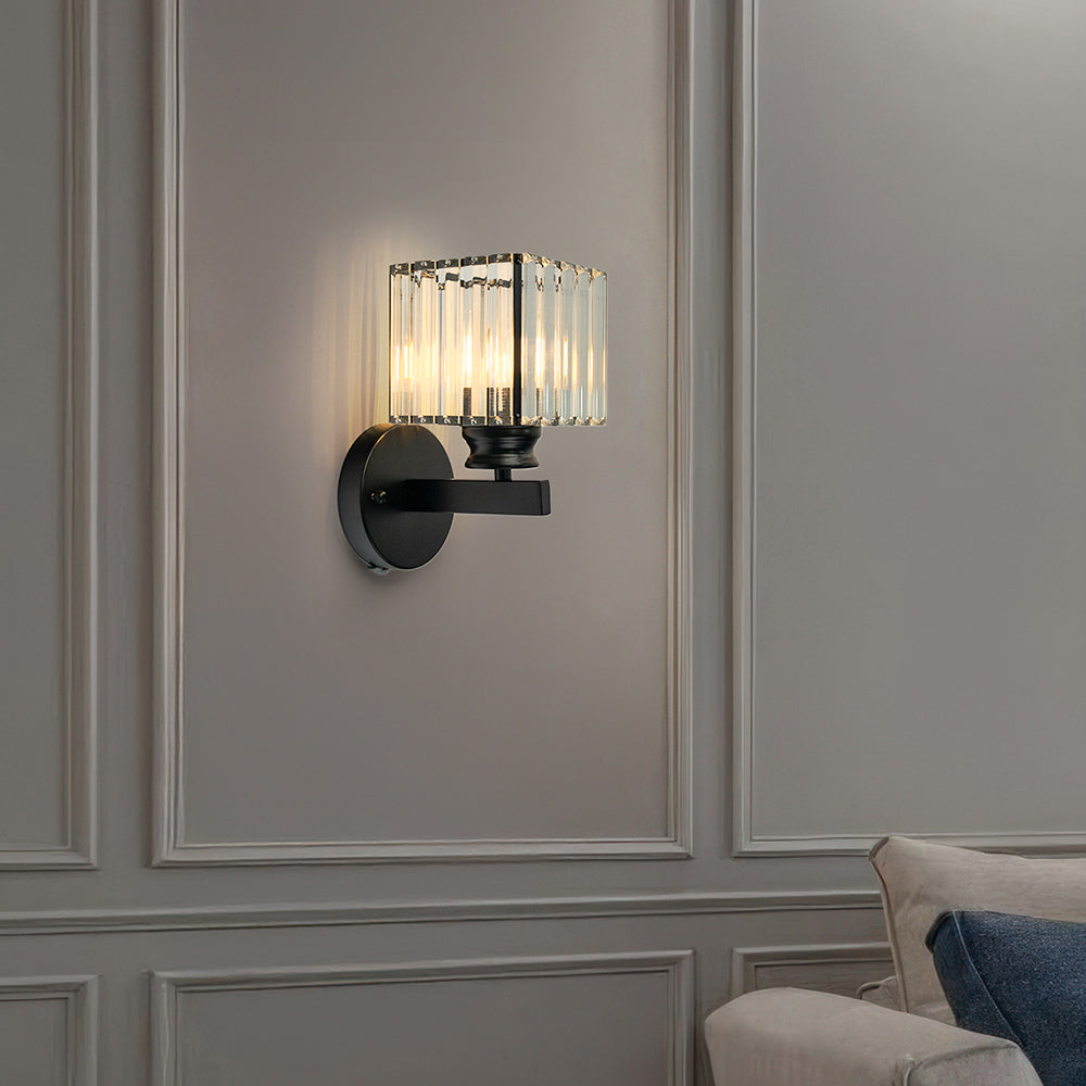 Crystal Wall Light | Modern Glass &amp; Iron Sconce