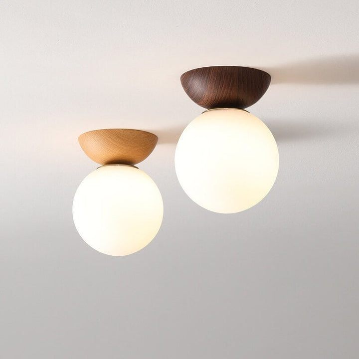 Japanese Style Ceiling Light | Minimal Wood &amp; Glass Design