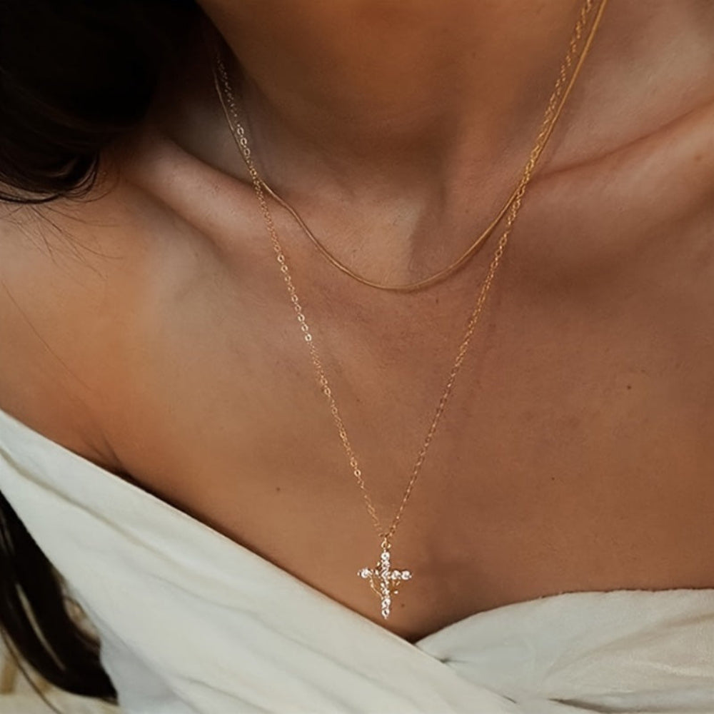 Necklace Cross Pendant Crown Mothers Day Faith Jewellery Gift