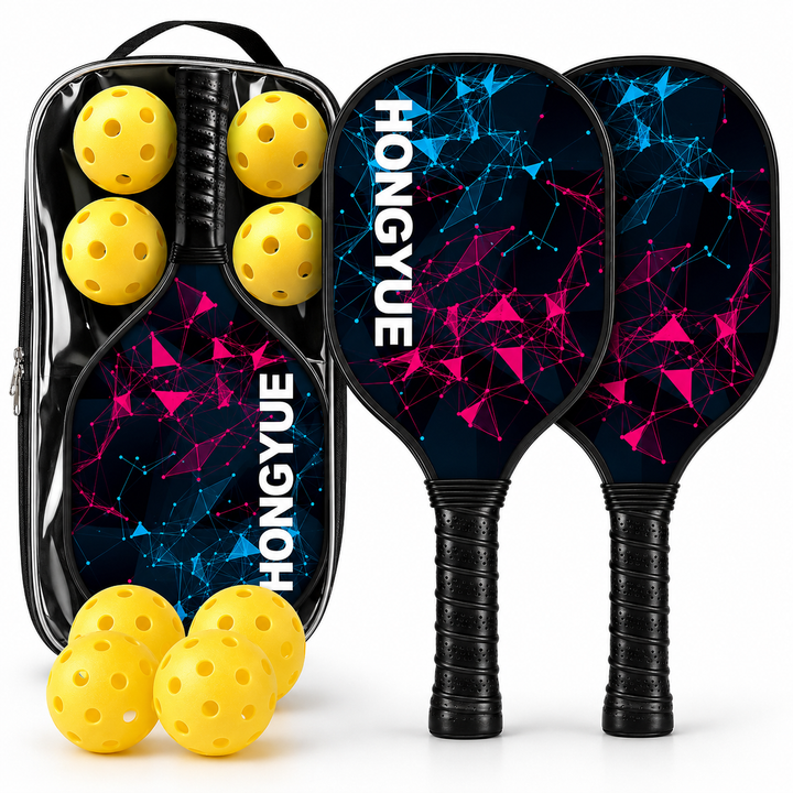 Pickleball Paddle Set Fiberglass Lightweight Rackets Balls