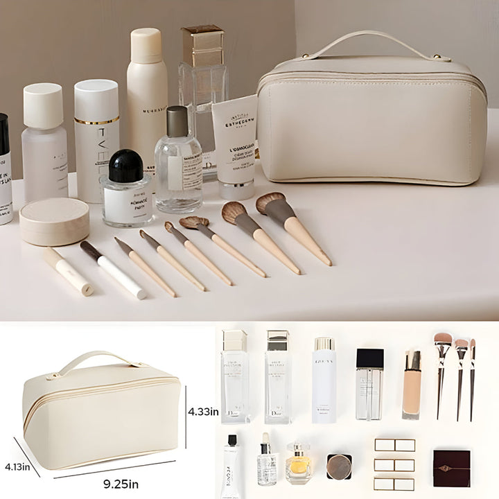 Makeup Bag Travel Organizer PU Shell Cosmetic Case Large Capacity