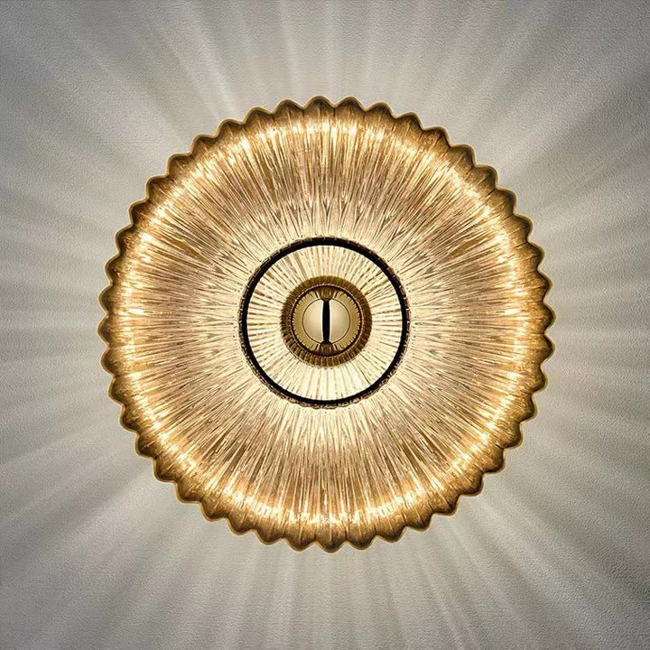 Nordic Vintage Glass Wall Sconce | Striped Round Disc Light