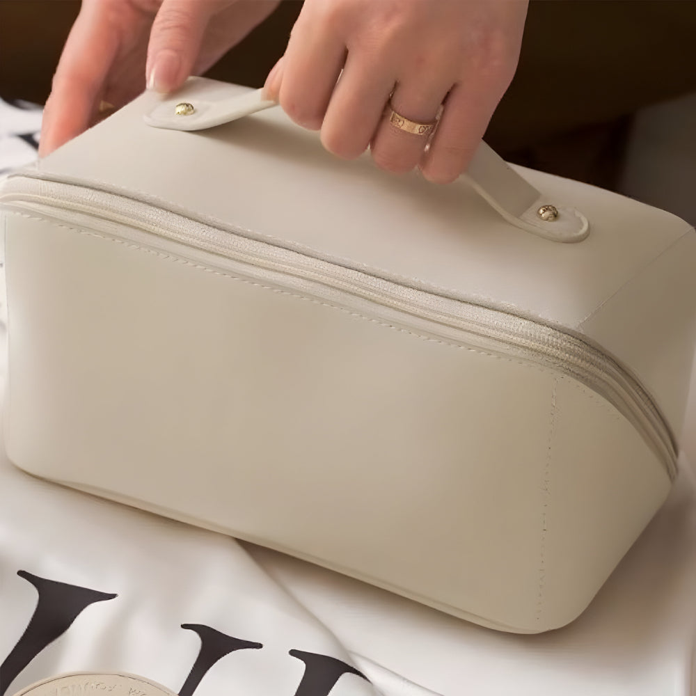Makeup Bag Travel Organizer PU Shell Cosmetic Case Large Capacity