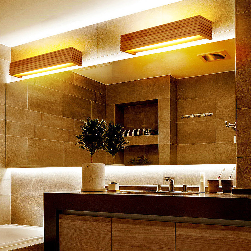 Modern Wooden LED Wall Lamp | Minimalist Bedroom &amp; Living Room Lighting