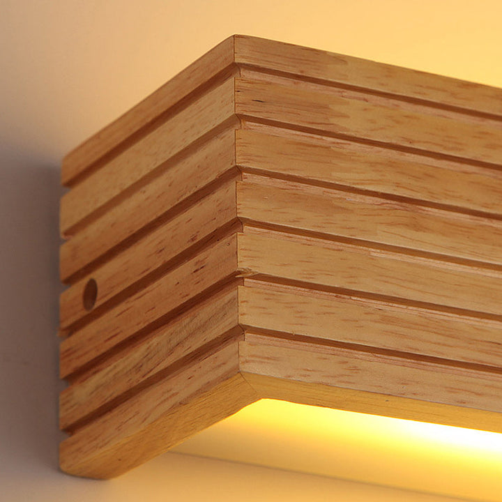 Modern Wooden LED Wall Lamp | Minimalist Bedroom &amp; Living Room Lighting