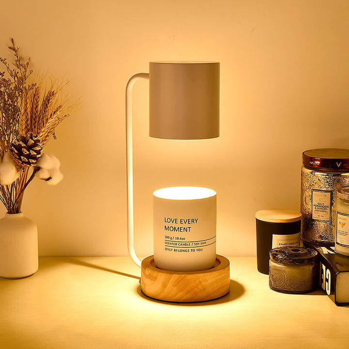 Japanese Minimalist Candle Warmer Lamp | Wooden Base Dimmable Wax Melter