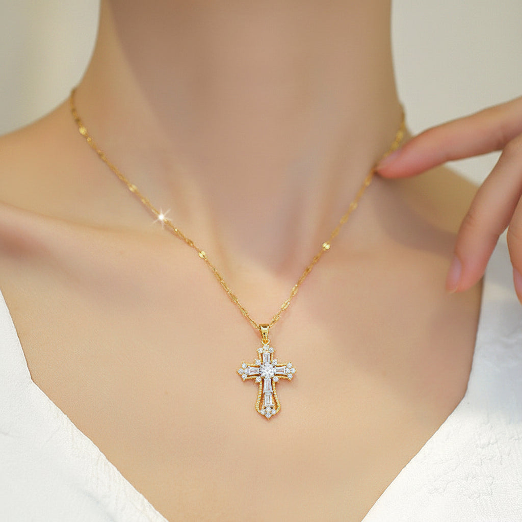Necklace Cross Pendant Gold Mothers Day Gift Jewellery