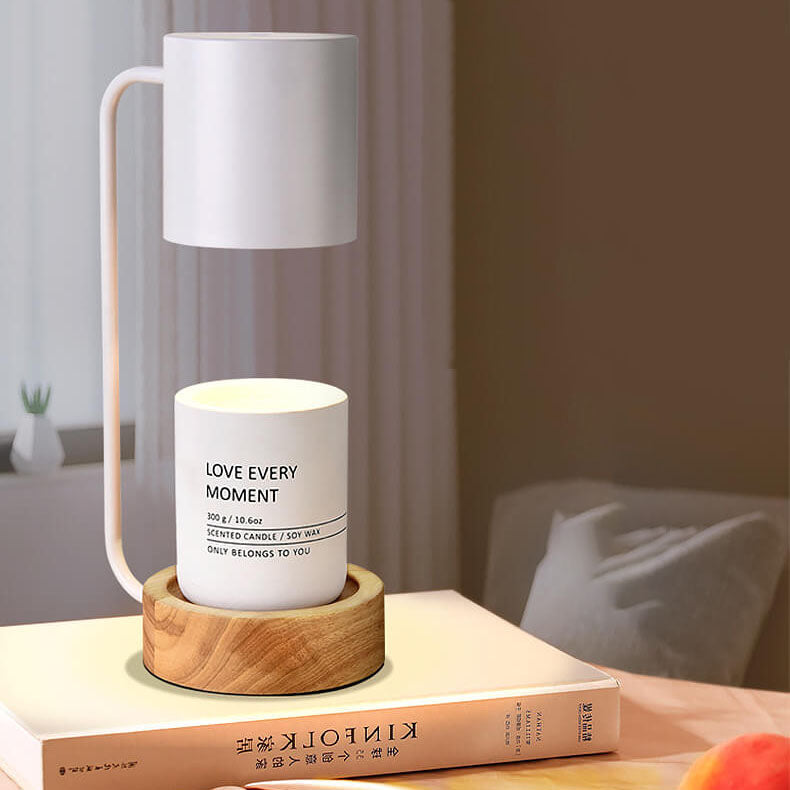Japanese Minimalist Candle Warmer Lamp | Wooden Base Dimmable Wax Melter