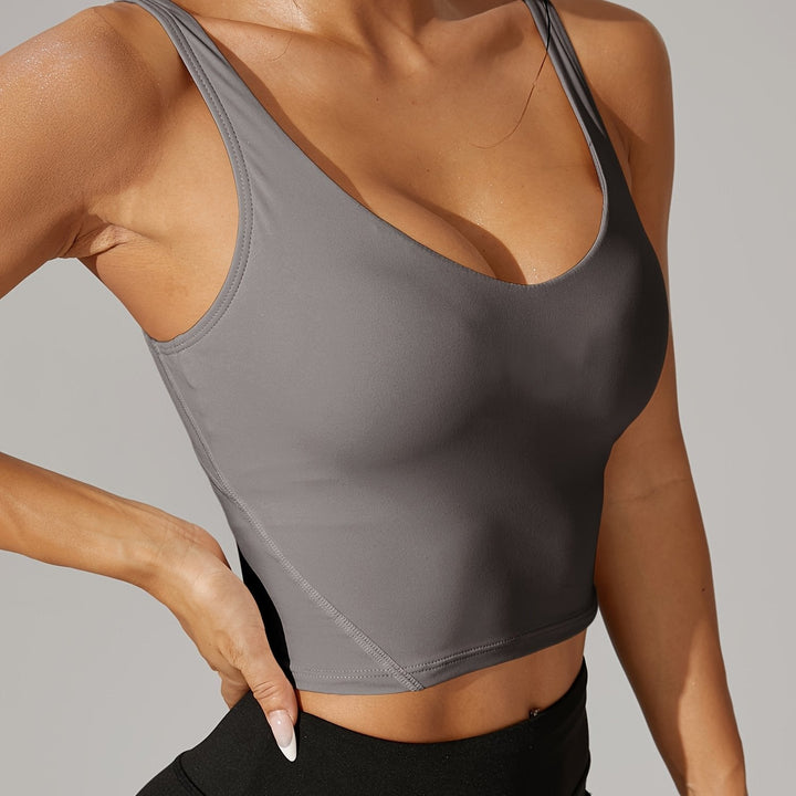 Pickleball Backless Crop Tank V Neck Stretch Athletic Top
