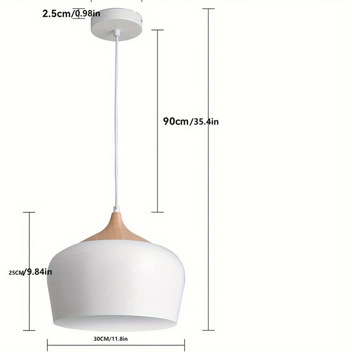 Modern Scandinavian Pendant Light | Iron &amp; Wood Grain Design