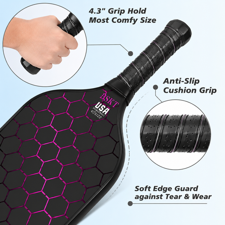 Pickleball Paddle Set Fiberglass Lightweight Rackets Balls