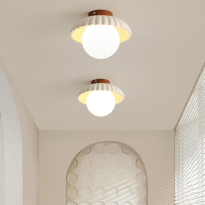 Iron Hallway Ceiling Light | Modern Glass &amp; Metal Flush Mount