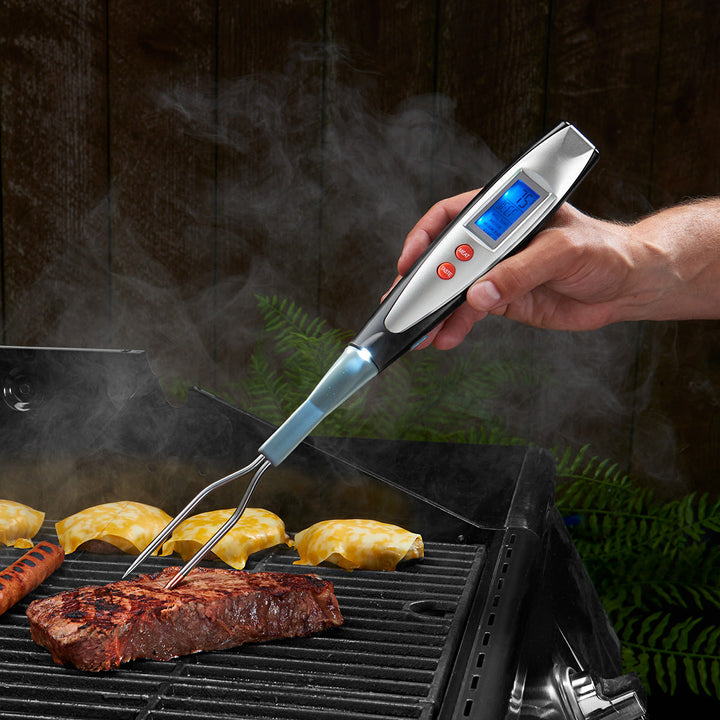 Thermometer BBQ Fork Digital Grill Probe Cooking Tool Stainless Steel