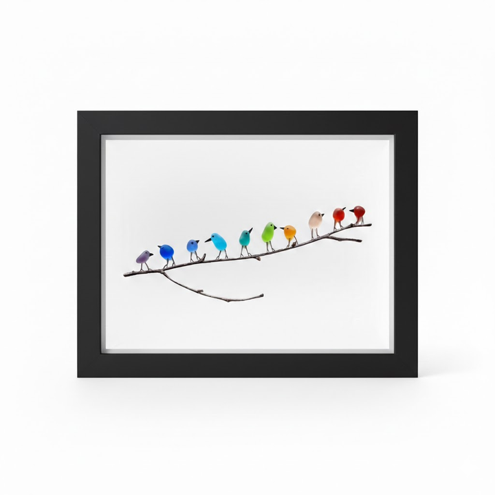 Wall Art Picture Frame Sea Glass Bird Driftwood Coastal Display