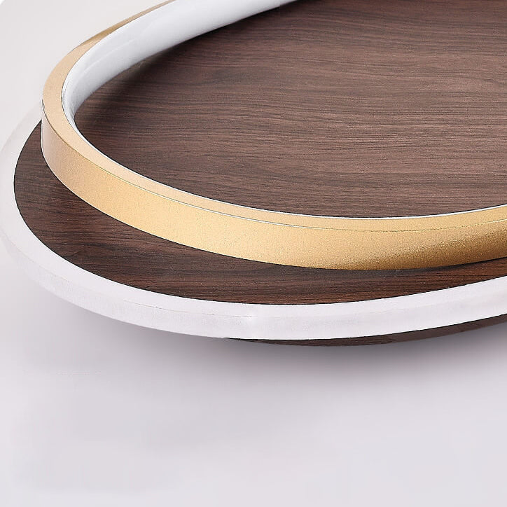 LED Modern Ceiling Lamp | Walnut &amp; Gold Round Design
