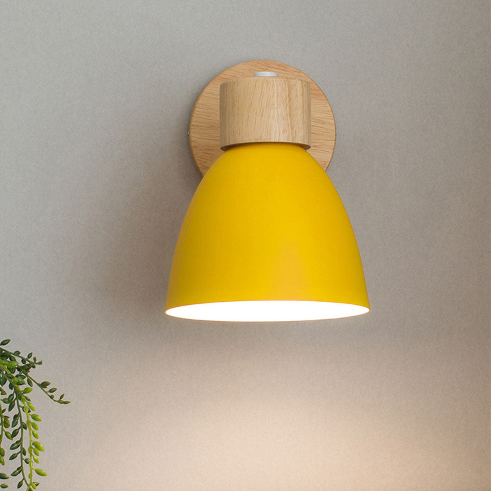 Modern Minimalist Wall Sconce | Wood &amp; Iron Macaron Lamp