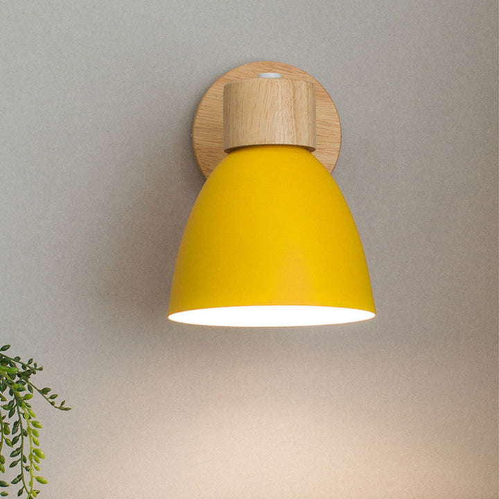 Modern Minimalist Wall Sconce | Wood &amp; Iron Macaron Lamp