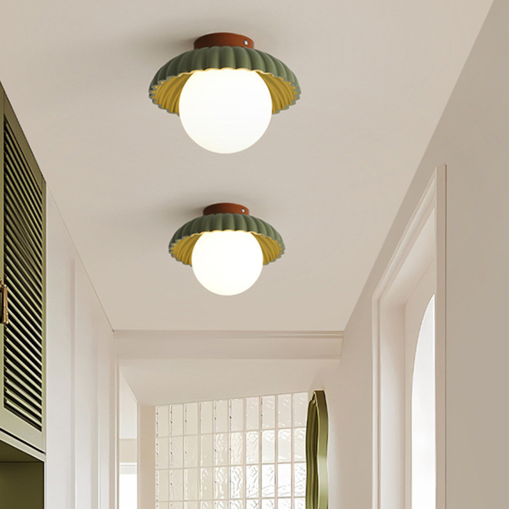 Iron Hallway Ceiling Light | Modern Glass &amp; Metal Flush Mount