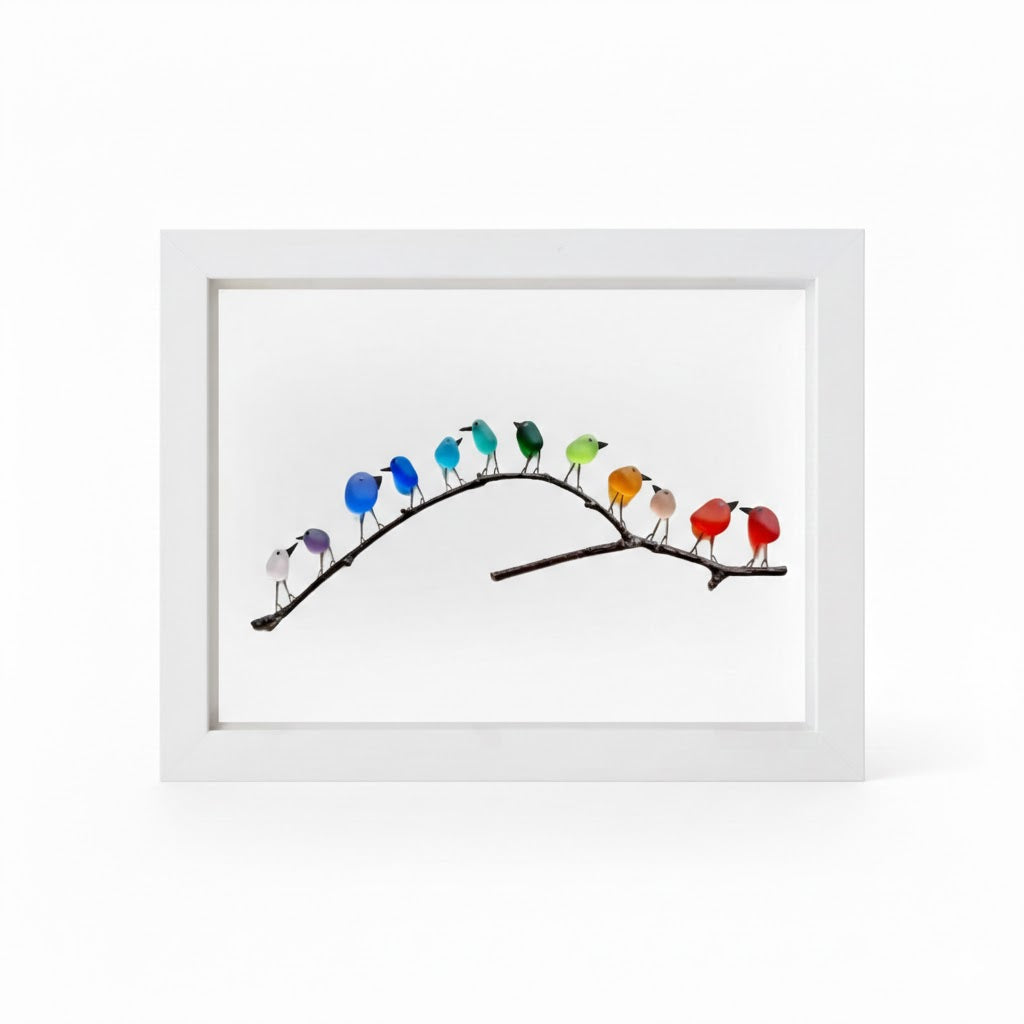 Wall Art Picture Frame Sea Glass Bird Driftwood Coastal Display