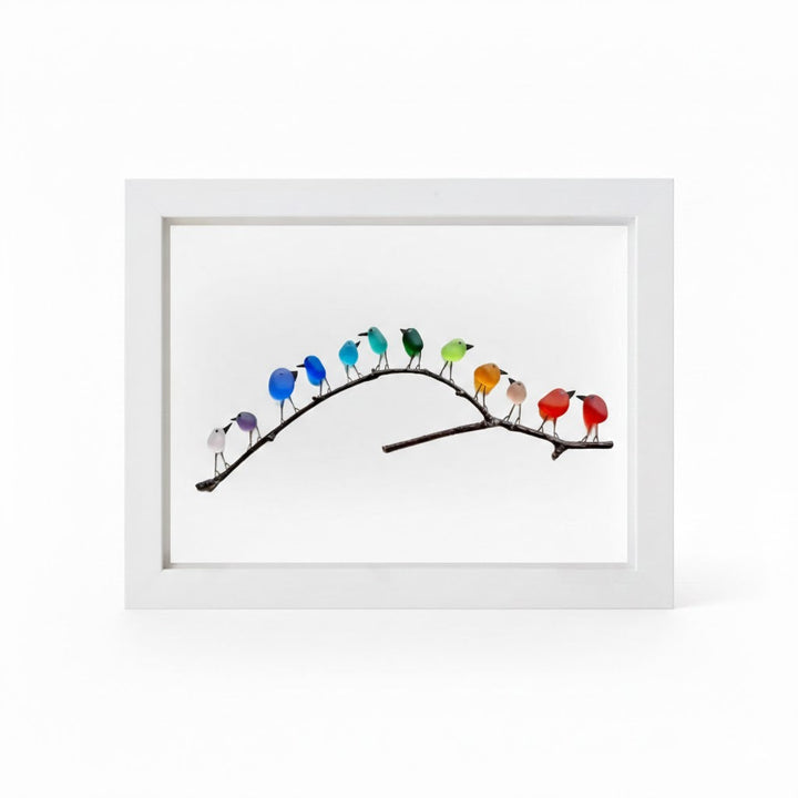 Wall Art Picture Frame Sea Glass Bird Driftwood Coastal Display