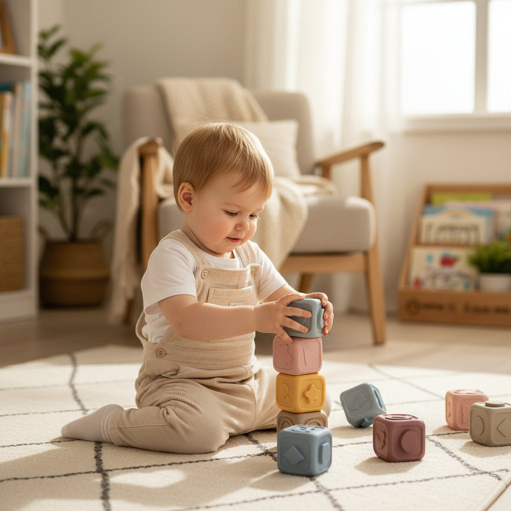 Baby Stacking Toy Sensory Teething Cubes Soft Educational Blocks