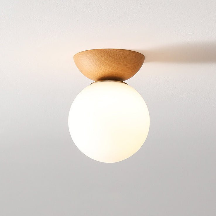 Japanese Style Ceiling Light | Minimal Wood &amp; Glass Design