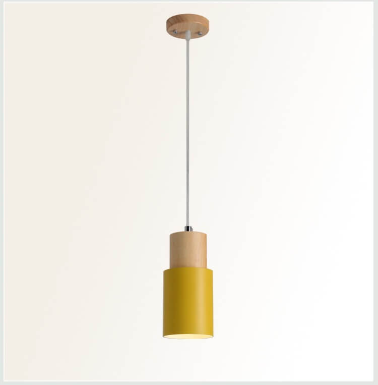 Nordic Macaron Cylinder Pendant Light | Modern Wood &amp; Metal Design