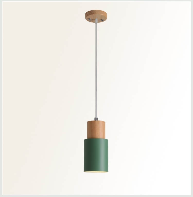 Nordic Macaron Cylinder Pendant Light | Modern Wood &amp; Metal Design