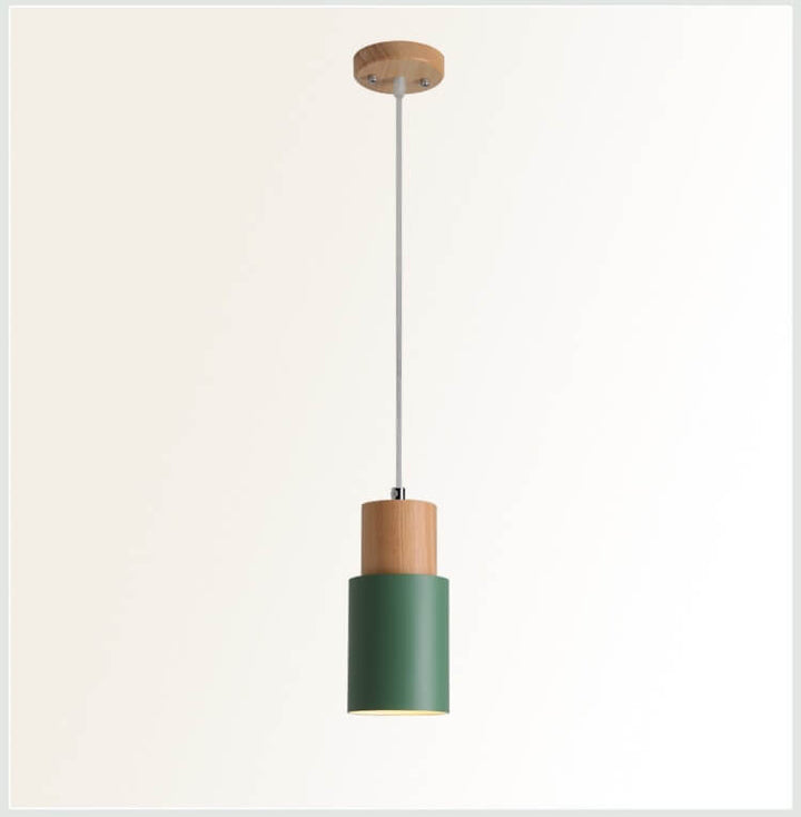 Nordic Macaron Cylinder Pendant Light | Modern Wood &amp; Metal Design
