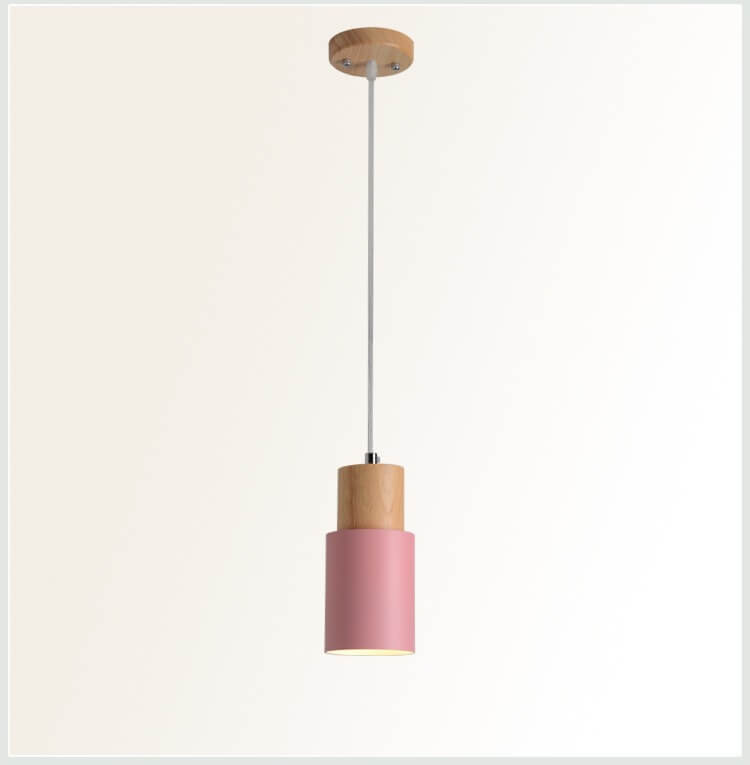 Nordic Macaron Cylinder Pendant Light | Modern Wood &amp; Metal Design