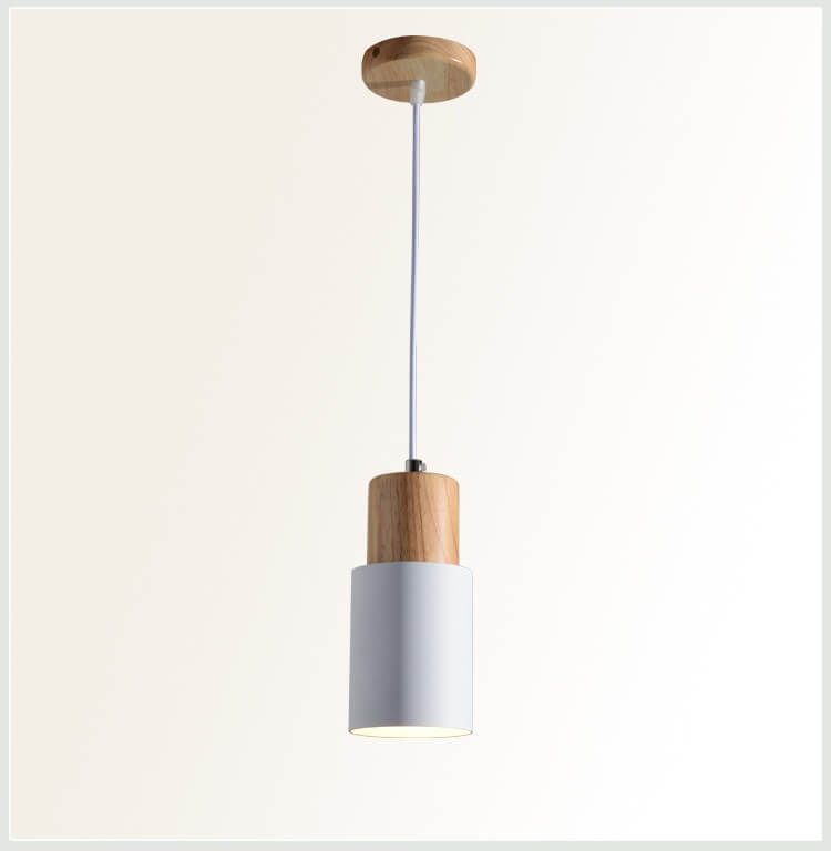 Nordic Macaron Cylinder Pendant Light | Modern Wood &amp; Metal Design