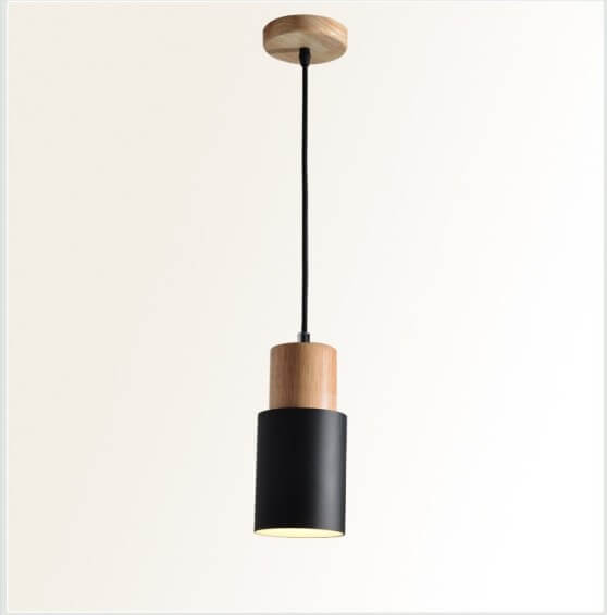 Nordic Macaron Cylinder Pendant Light | Modern Wood &amp; Metal Design