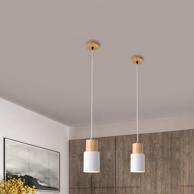 Nordic Macaron Cylinder Pendant Light | Modern Wood &amp; Metal Design