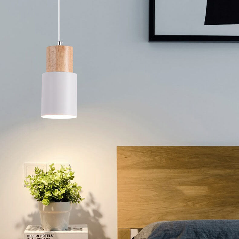 Nordic Macaron Cylinder Pendant Light | Modern Wood &amp; Metal Design