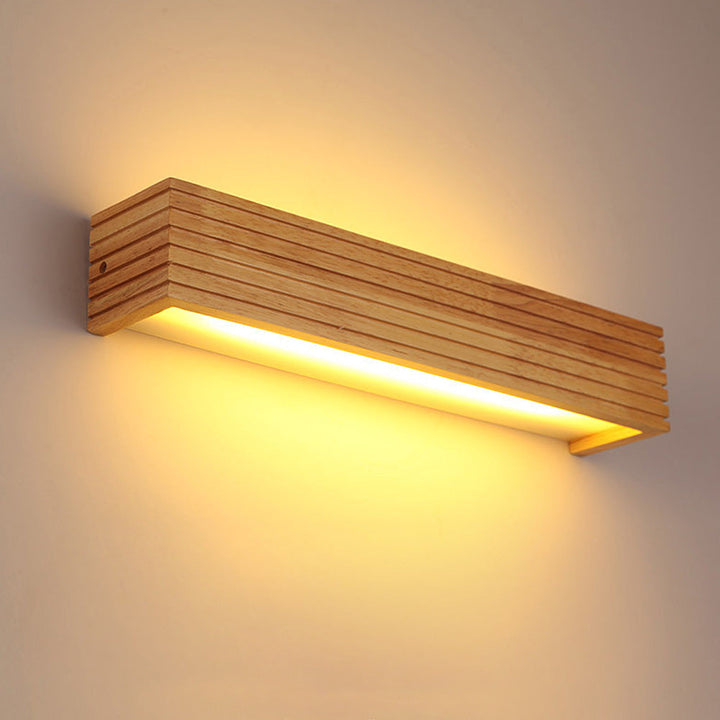 Modern Wooden LED Wall Lamp | Minimalist Bedroom &amp; Living Room Lighting