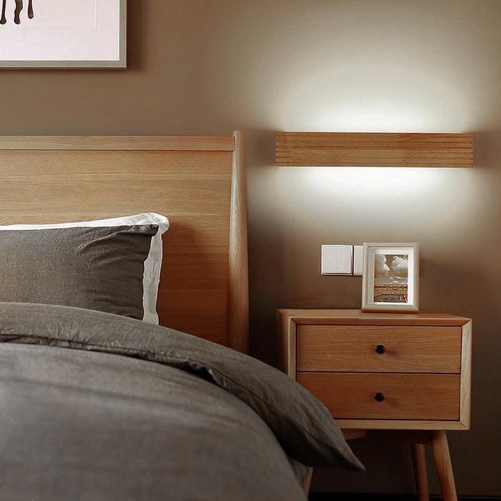 Modern Wooden LED Wall Lamp | Minimalist Bedroom &amp; Living Room Lighting