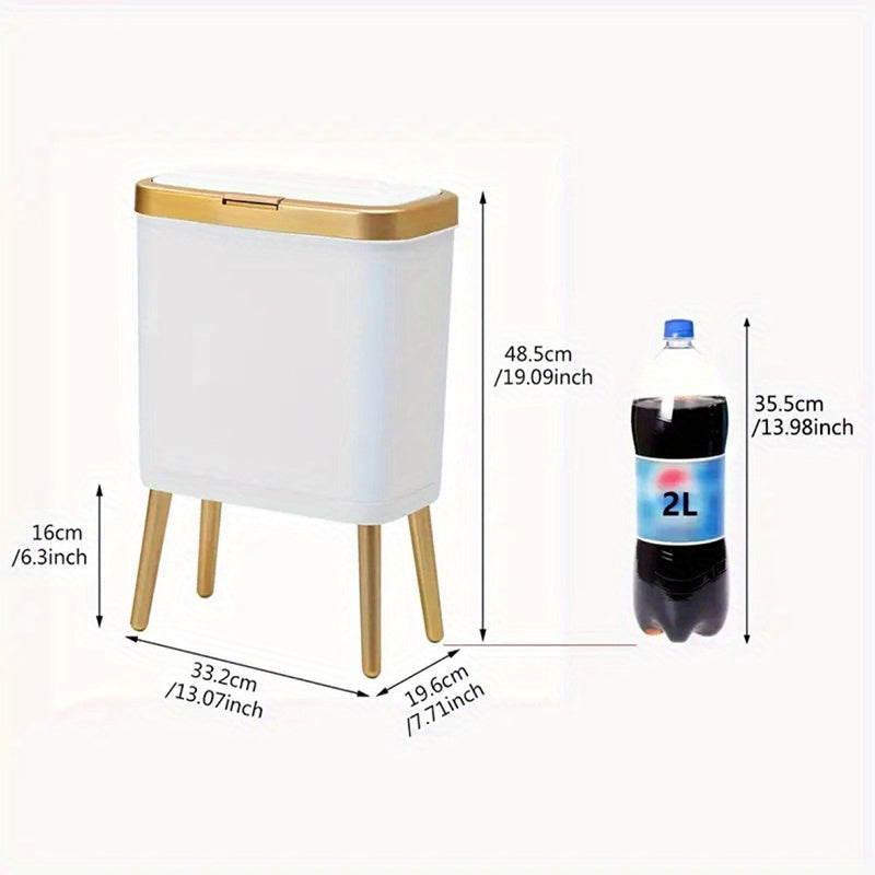 15L Modern Odour-Sealing Trash Can with Elevated Legs | Stylish Waste Bin for Kitchen, Living &amp; Bathroom