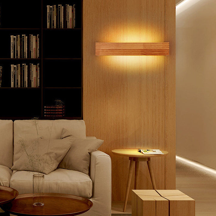 Modern Wooden LED Wall Lamp | Minimalist Bedroom &amp; Living Room Lighting