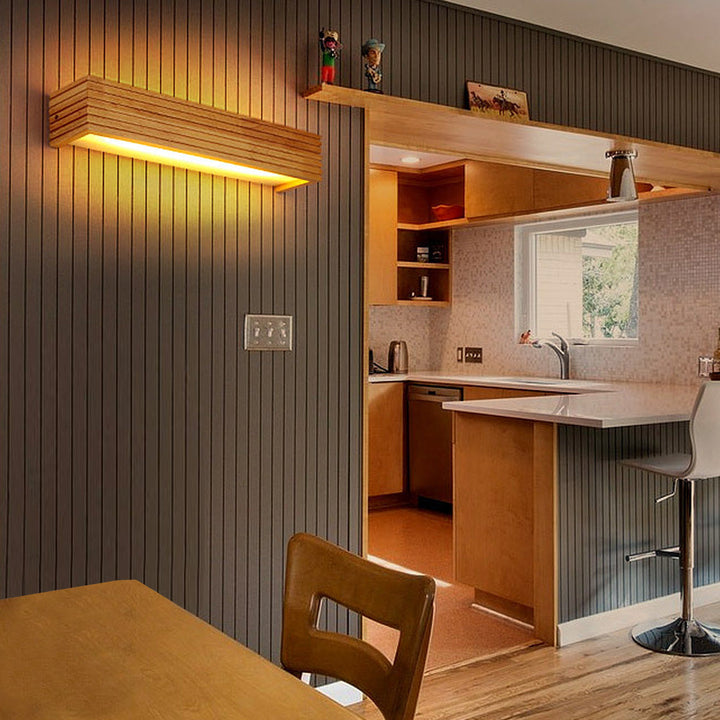 Modern Wooden LED Wall Lamp | Minimalist Bedroom &amp; Living Room Lighting