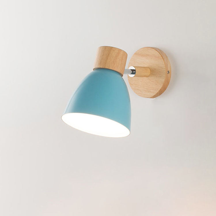 Modern Minimalist Wall Sconce | Wood &amp; Iron Macaron Lamp