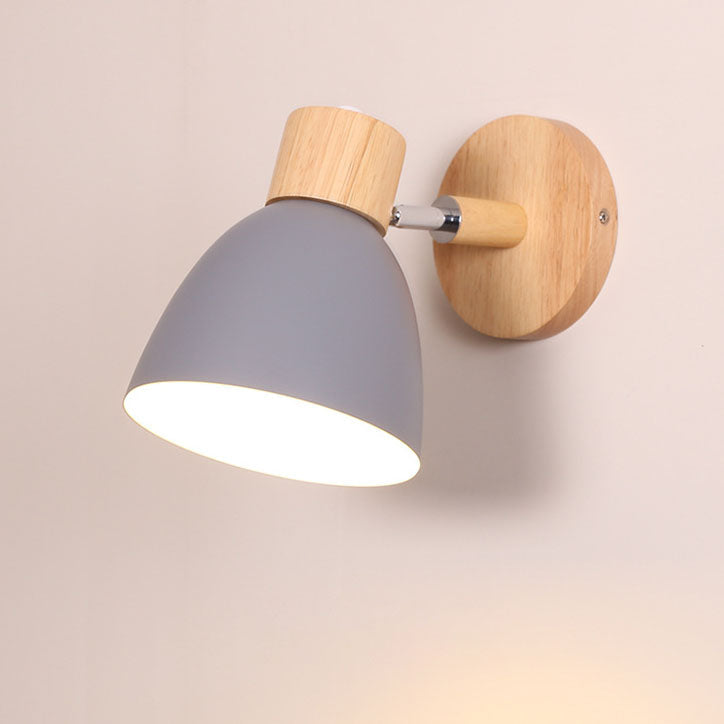 Modern Minimalist Wall Sconce | Wood &amp; Iron Macaron Lamp