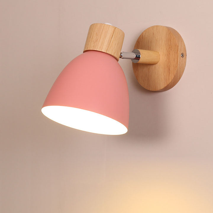 Modern Minimalist Wall Sconce | Wood &amp; Iron Macaron Lamp
