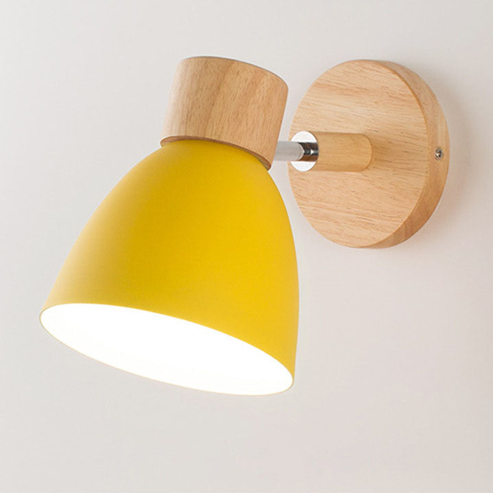 Modern Minimalist Wall Sconce | Wood &amp; Iron Macaron Lamp