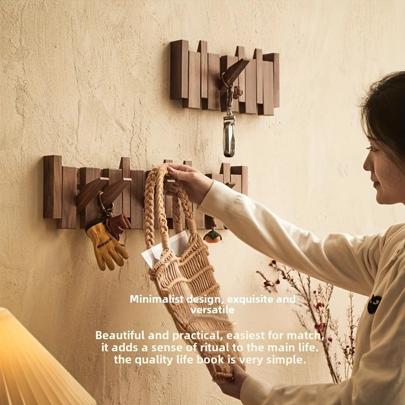 Wooden Wall Hooks | Foldable Piano Key Design Hanger Rack