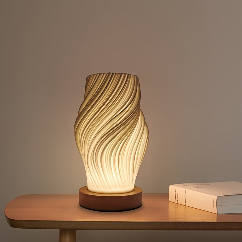 Modern LED Swirl Table Lamp | Minimalist Dimmable Bedside &amp; Desk Light
