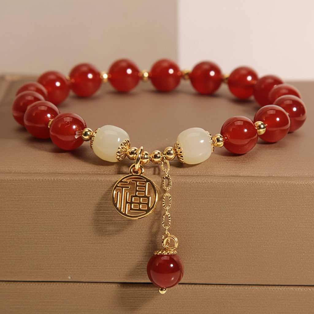 Beaded Bracelet Mothers Day Gift Natural Stone Red Jewellery