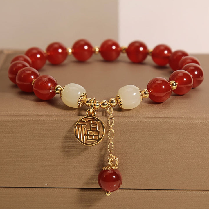Beaded Bracelet Mothers Day Gift Natural Stone Red Jewellery